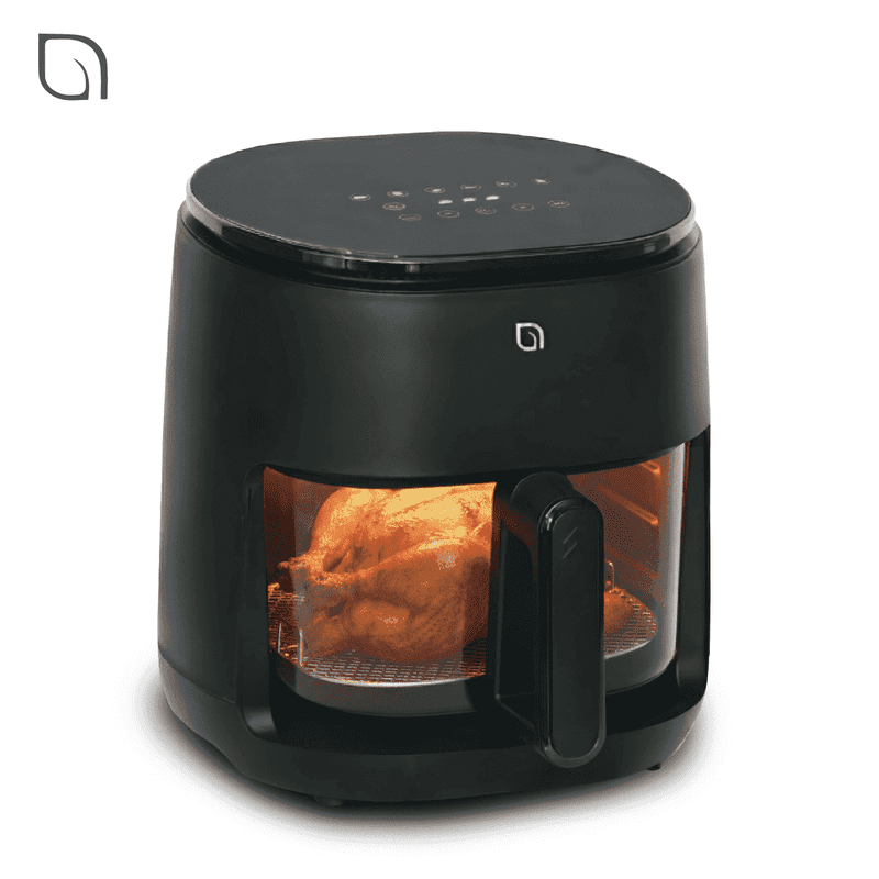 5Qt Glass Air Fryer - Non-Toxic Digital Touch Screen, Charcoal Slate