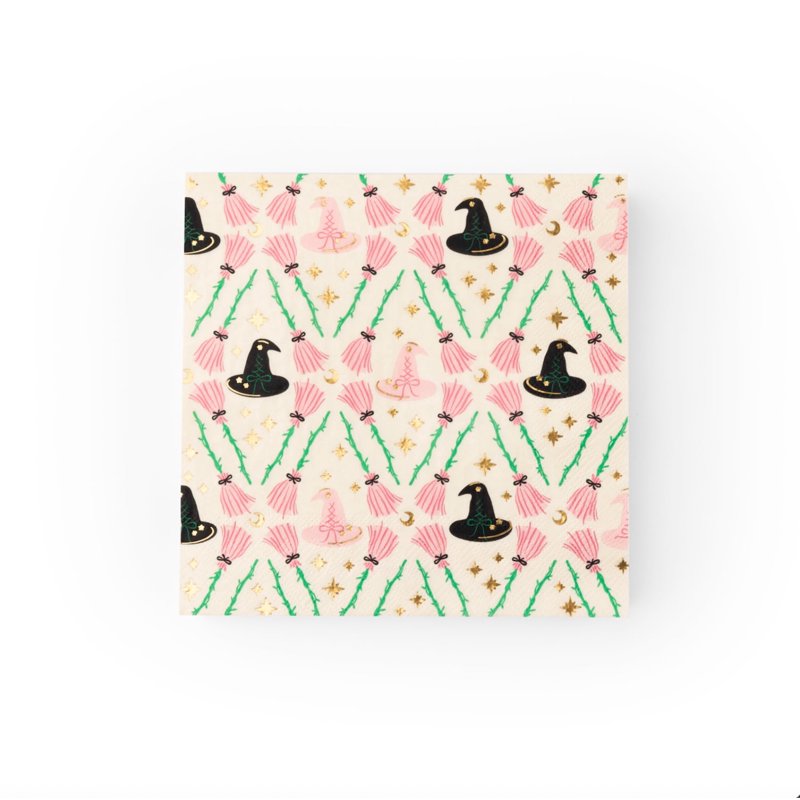 Halloween Witch and Broom Paper Napkins - Large 20 Pack