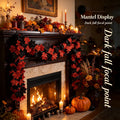 Halloween Maple Leaf Garland - Multicolor F, 71in Black Red Fall Foliage Vine