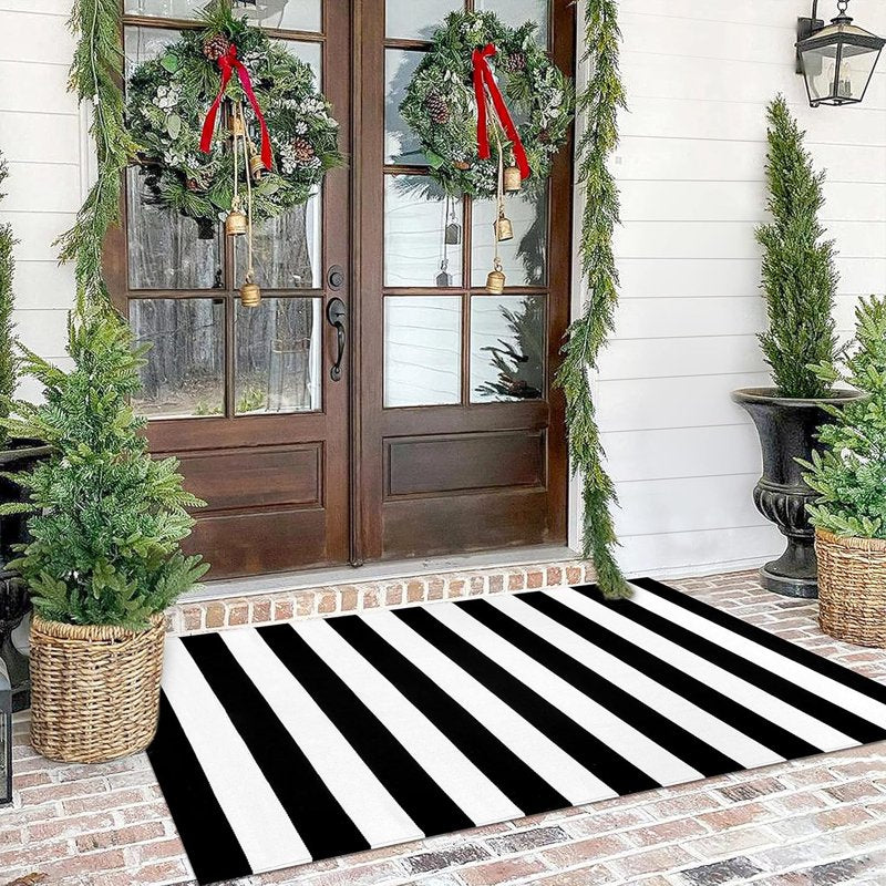 Outdoor Fall Rug Halloween Thanksgiving Doormat 15.7x23.6in Black Layered Entrance Mat