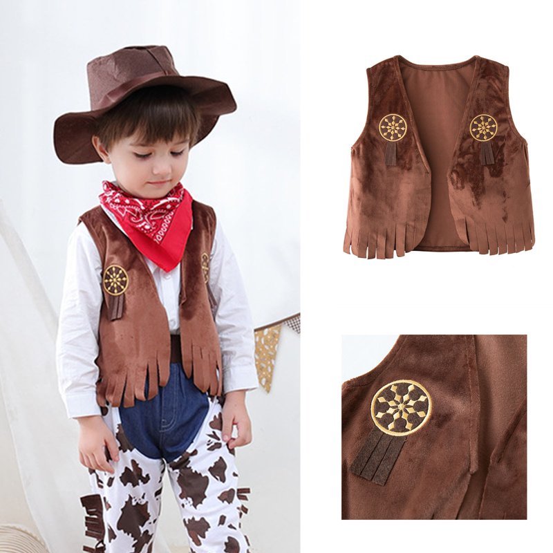 Little Boys Cowboy Costume Vest for 6-7 Years - Coffee