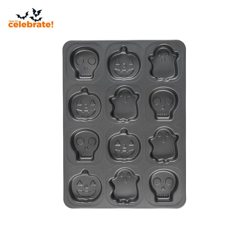 Halloween Cakelet Pan 12-Cavity 17x13 Inch Non-Stick Bakeware