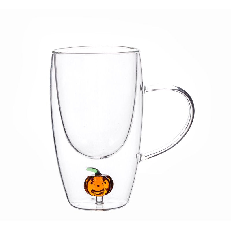 Coffee Glass Mug - Pumpkin - Double Wall Borosilicate Glass