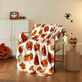 Halloween Jack-O'-Lantern Plush Oversized Couch Throw Blanket - Pumpkins, Cream & Orange, 50 x 72 in