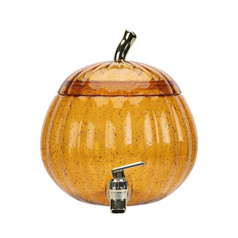 Halloween Orange Acrylic Pumpkin Beverage Dispenser 1.5 Gal with Glitter