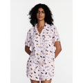 Pink Halloween Women's Notched Top & Shorts Pajama Set - Size M