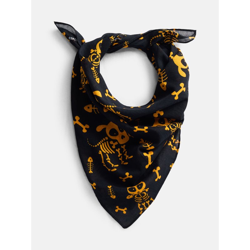 Halloween Women's Pet Skeletons Bandana - Black & Orange, One Size
