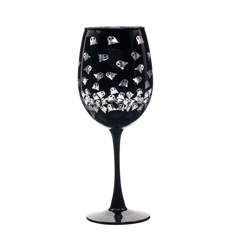 Halloween Two Tone Wine Glass with Ghosts Design