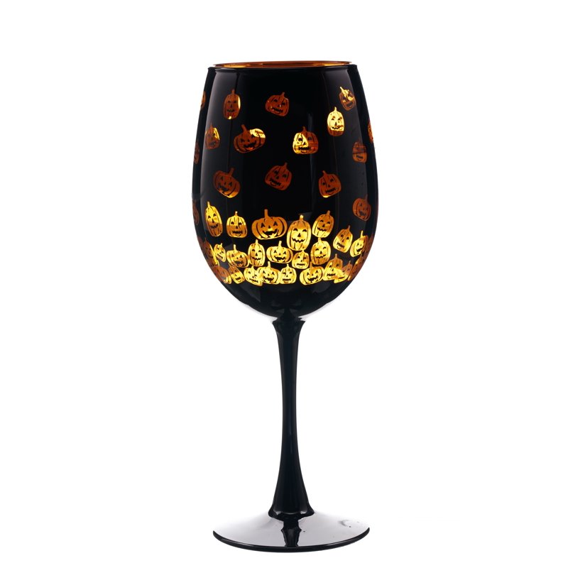 Halloween Two Tone Wine Glass - Pumpkin Design