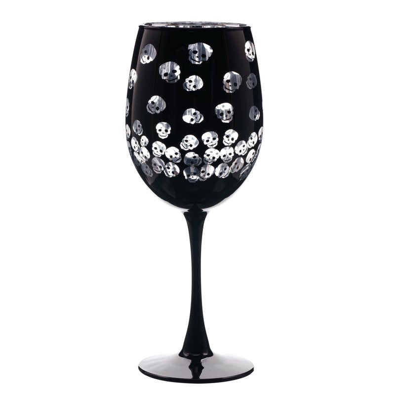 Halloween Two Tone Wine Glass - Skulls Design