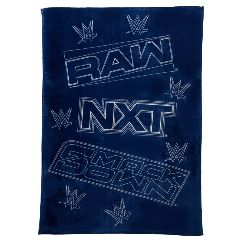 WWE Kids Blue Print Fleece Bed Blanket - Twin/Full Size Wrestling Bedding