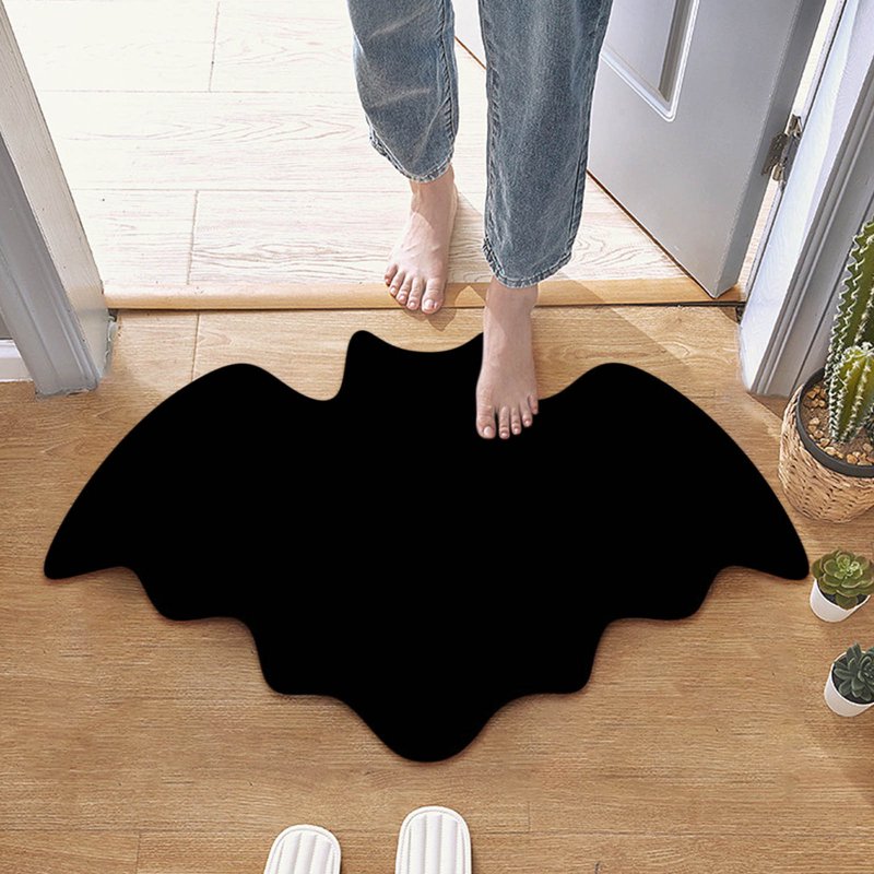 Halloween Bat Bath Mat Gothic Bath Rug Non-Slip Bathroom Decor 38x20 Inches