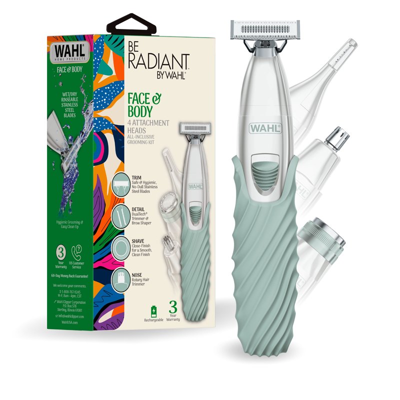 Cordless Rechargeable Face & Body Trimmer for Women - 4 Heads