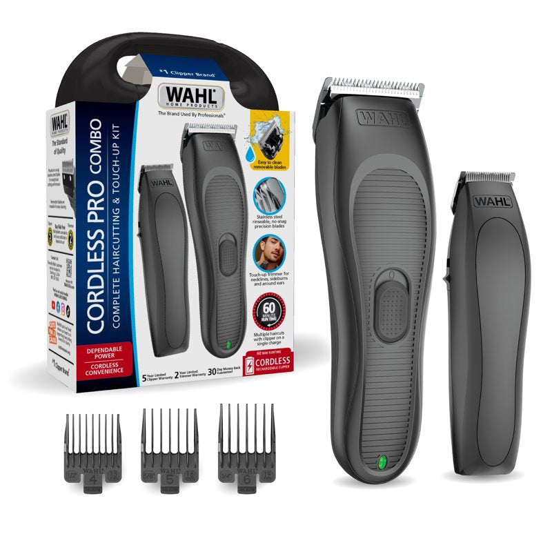 Cordless Hair Clipper and Trimmer Kit with 12 Guards - Black