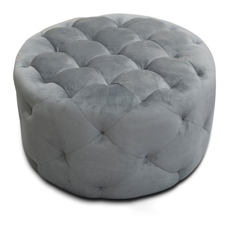 24-Inch Round Tufted Padded Ottoman - Multiple Colors
