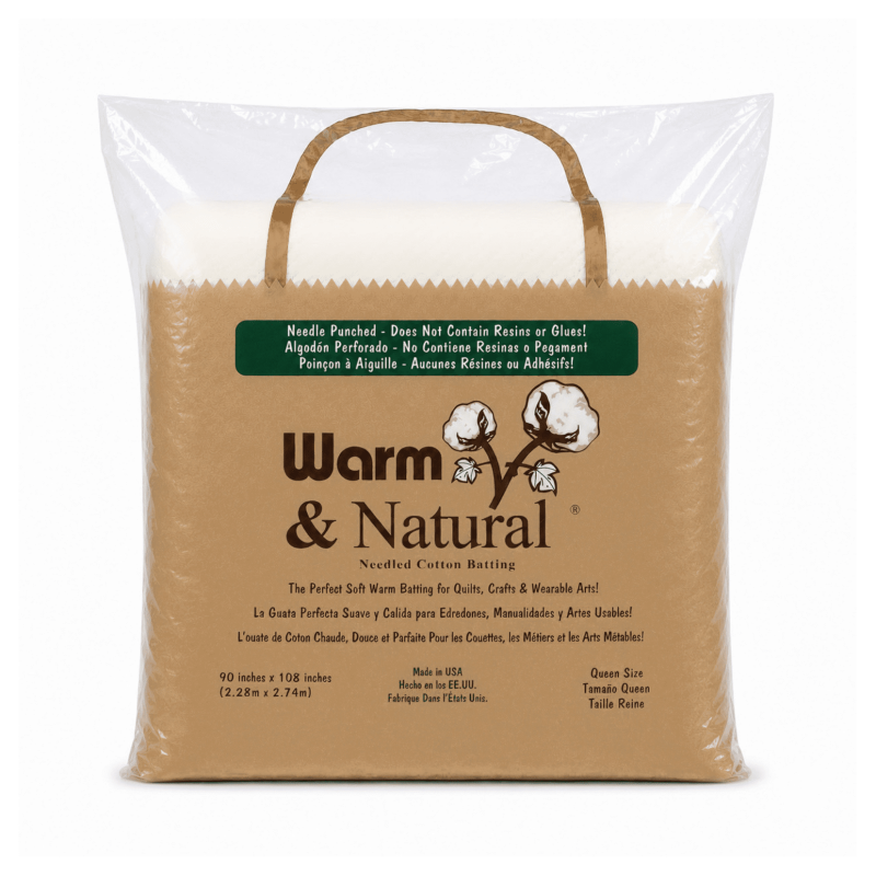 Queen Size Cotton Batting - Warm & Natural 90 x 108 Inches Precut