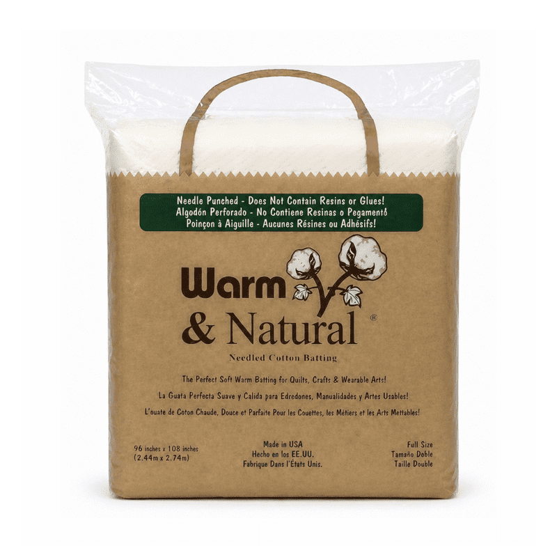 Full Size Cotton Batting - Warm & Natural 90" x 96" Pre-Cut Quilt Batting