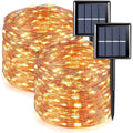 2Pack Warm White Solar Fairy Lights Outdoor Waterproof 33ft 100 LED with 8 Modes