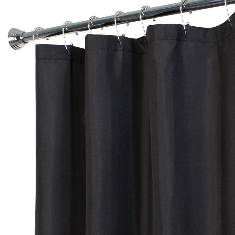 Water Repellent Fabric Shower Curtain Liner - Black, 70x72 inches, Weighted Hem - Zenna Home