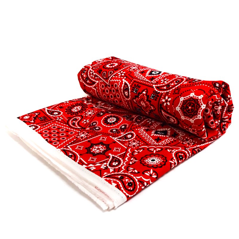 Cotton Bandana Fabric - 3 Yards Red Printed Craft & Sewing Material