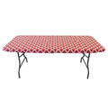 Elastic Fitted Vinyl Table Cover with Flannel Backing, 72" x 30", Ogee Curl Cranberry - 4 Pack