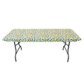 Elastic Fitted Vinyl Table Cover - Lemon Tree Pattern, 8 Pack