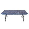 Elastic Fitted Vinyl Table Cover - Scattered Stars With Blue Base, 2 Pack