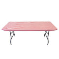 Elastic Fitted Vinyl Table Cover for 6 ft Table - White/Red Stripe, 4 Pack