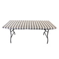 Elastic Fitted Vinyl Table Cover with Flannel Backing - Gingham Black, 6ft