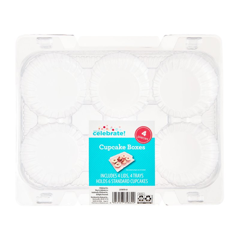 Clear Cupcake Boxes - 4 Count, Durable Plastic for Events