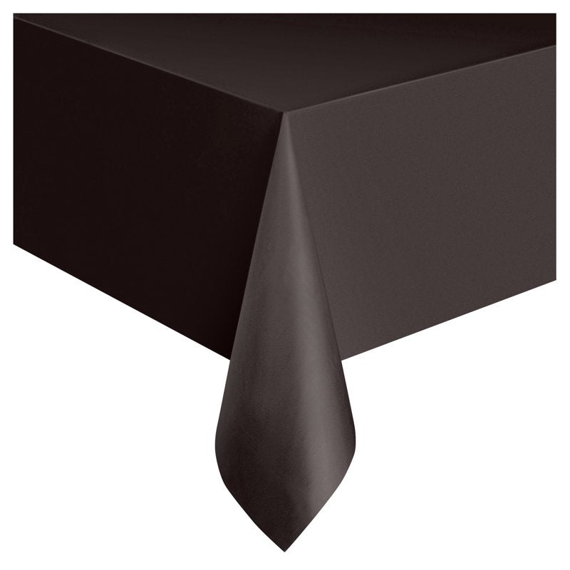 Black Rectangular Plastic Table Cover - 54 x 108 Inches - Single
