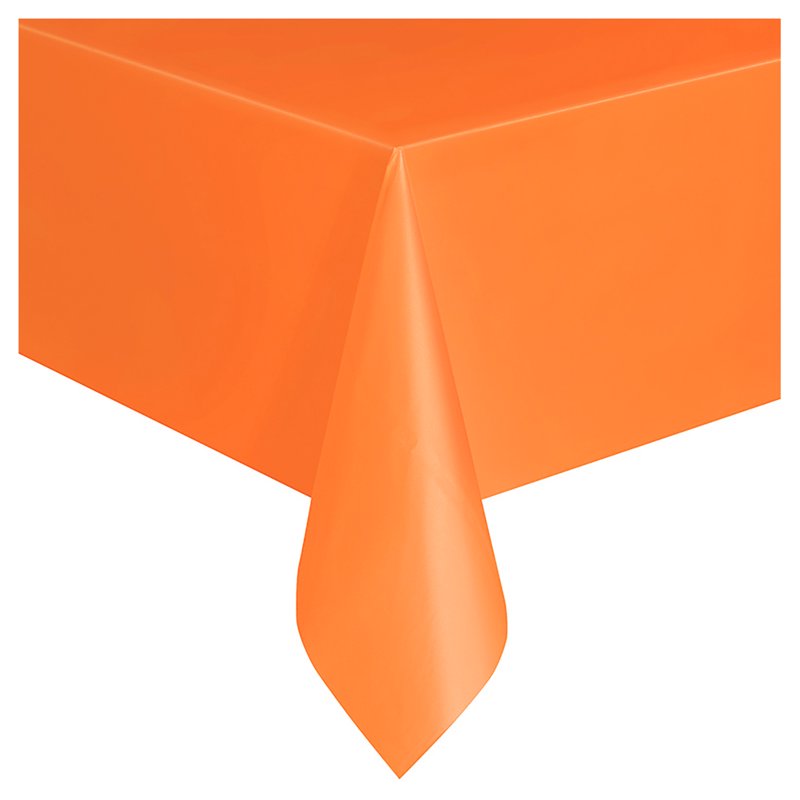 Orange Rectangular Plastic Table Cover - 54 IN x 108 IN - Single
