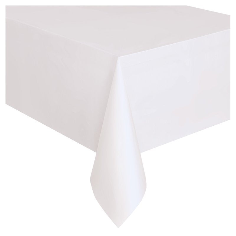 54 x 108 Inch White Rectangular Plastic Table Cover - Single