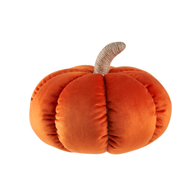 Rust Velvet Pumpkin-Shaped Decorative Pillow - 6 x 9 Inches - Fall Indoor Decor