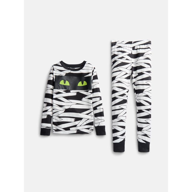 Halloween Boys' Glow-In-The-Dark Pajama Set - Mummy Vivid White, Sizes 4-10
