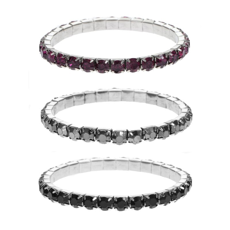Black Crystal Halloween Stretch Bracelet Set – Spooky Era 3 Pieces