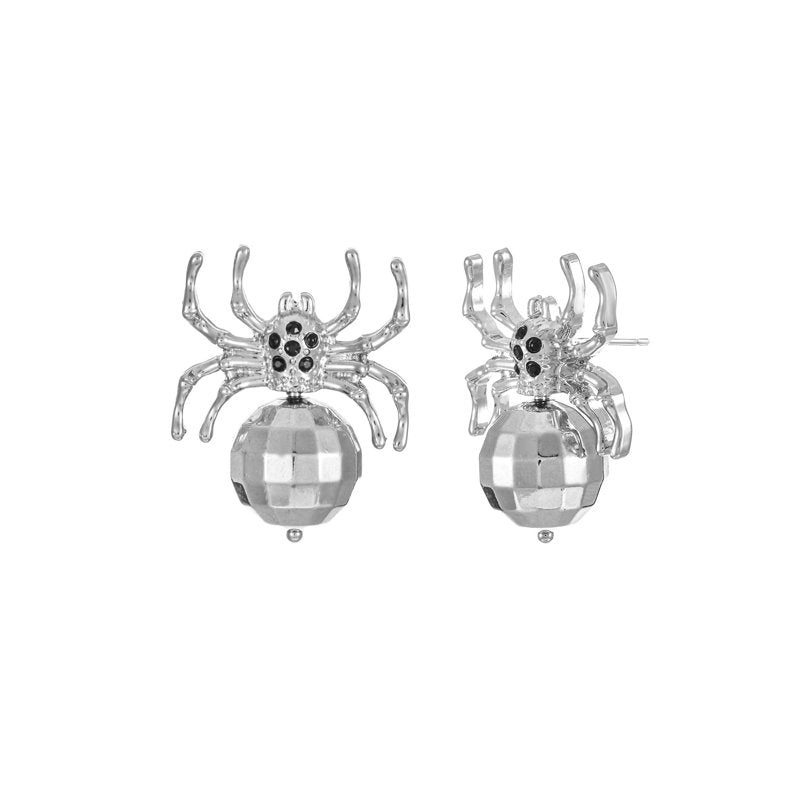 Halloween Disco Ball Spider Earrings - Lightweight Festival Jewelry - Variation: Spider