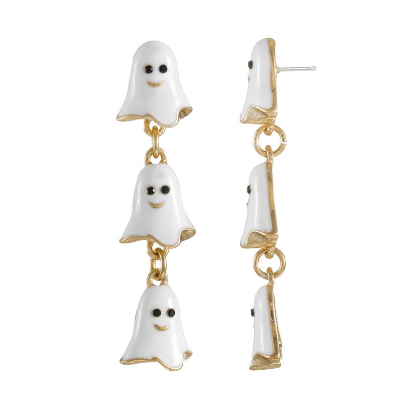Ghost Halloween Drop Earrings - Lightweight Festive Jewelry for Parties - Variation: Ghost