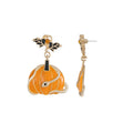 Serpent Halloween Earrings - Gold Pumpkin Spooky Season Jewelry, 1 Pair