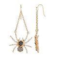 Gold Spider Halloween Drop Earrings - Spooky Season Statement Jewelry - Light & Hypoallergenic