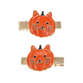 Halloween Jack-O-Lantern Cat Hair Clip Set - Spooky Season Accessories, 2 Pieces
