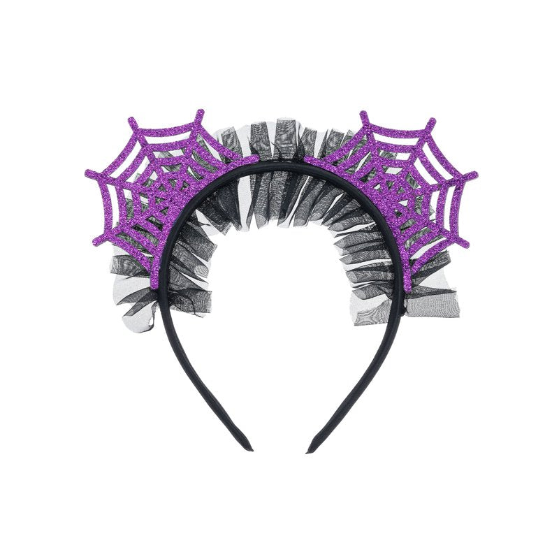 Halloween Purple Spiderweb Tulle Headband - Child Size, Festive Costume Accessory