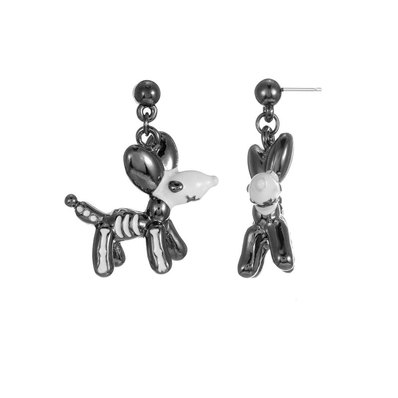 Skeleton Balloon Dog Halloween Earrings - Lightweight Dangle Jewelry with Post Back - Variation: Balloon Dog