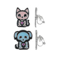 Halloween Skeleton Pet Clip-On Stud Earrings - 2 Pairs Spooky Costume Jewelry