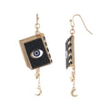 Halloween Spellbook Earrings - Dangle Faux Leather Jewelry with Fishhook Back - Lightweight & Hypoallergenic