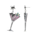 Spooky Cocktail Halloween Earrings - Velvet Heart Spiderweb Studs - Fall Party Accessory