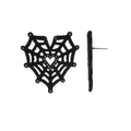 Halloween Earrings Velvet Heart Spiderweb Studs - Spooky Season Jewelry