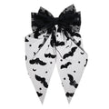 Halloween Sheer Bat Hair Bow Clip - Black Velvet Party Hair Accessory