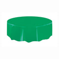84-Inch Green Round Plastic Table Cover - Single Use