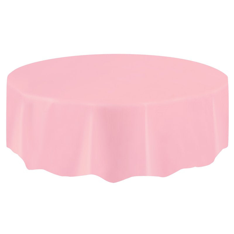 84IN Light Pink Round Plastic Table Cover - Single Pack